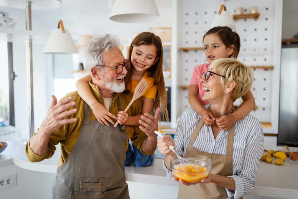 Grandchildren having fun with their grandparents