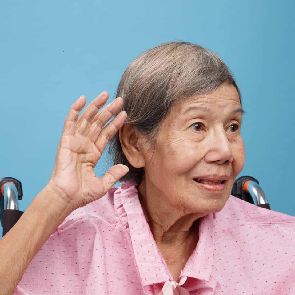 Senior Adult Woman Hearing Loss , Hard Of Hearing